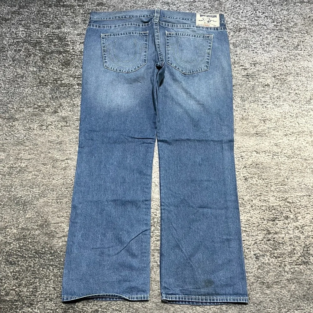 True Religion Jeans Mens 44x34 Blue Denim Straight Fit Y2K Grunge